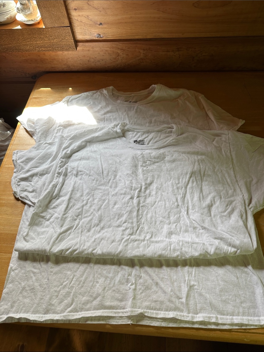 Hanes White Short Sleeve Crewneck Tees (2-Pack Look)